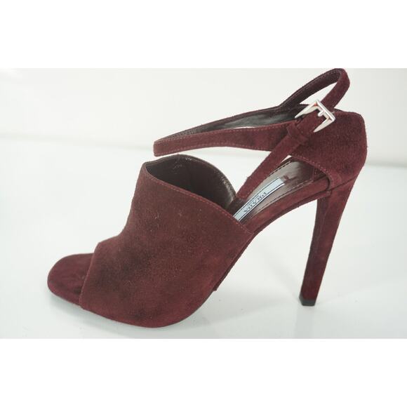 Prada Armarnato Suede Leather Ankle-Strap Slide Sandals - Picture 1 of 10